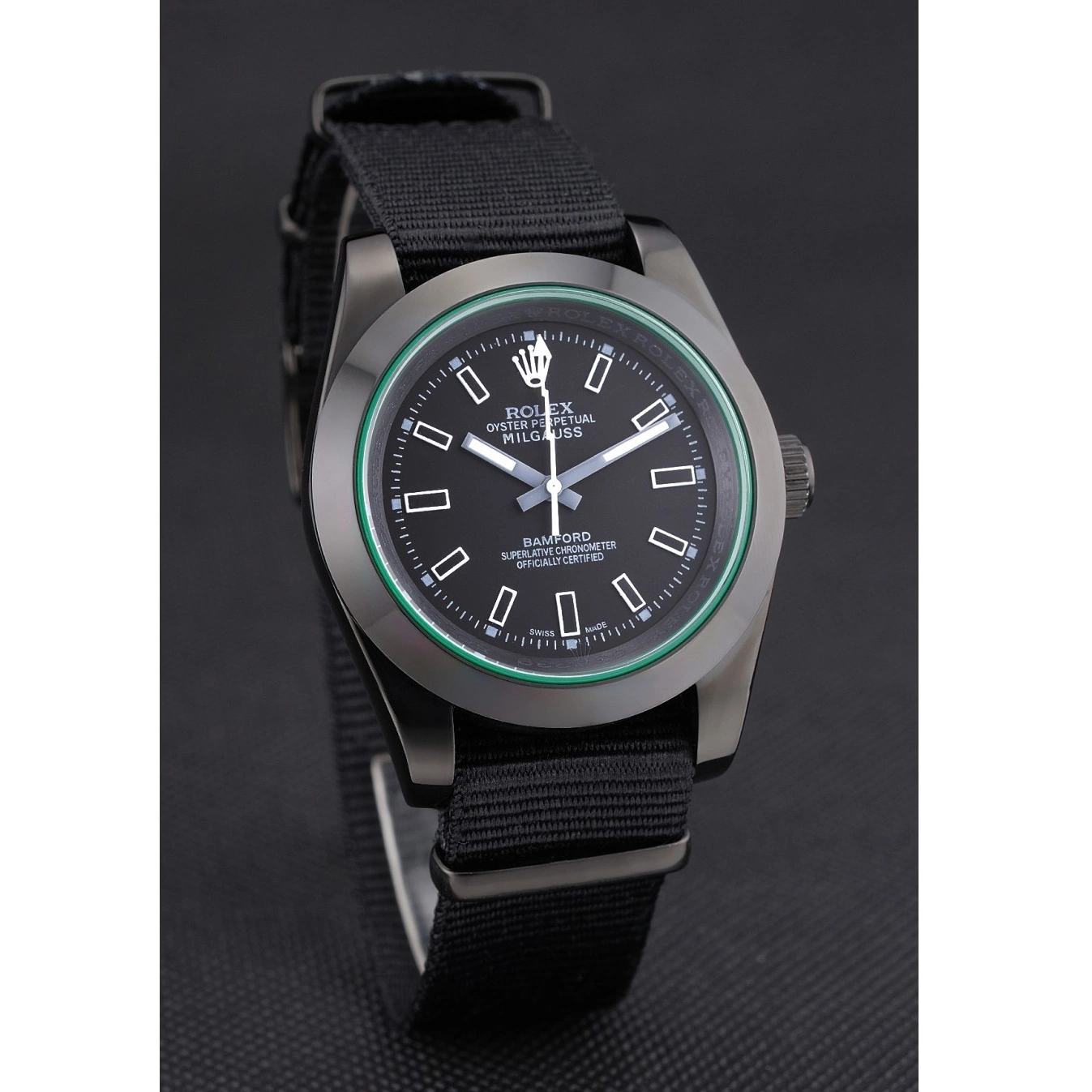 Rolex aaa copy 622001 Strap Milgauss Bamford Rolex Nylon Black 0823